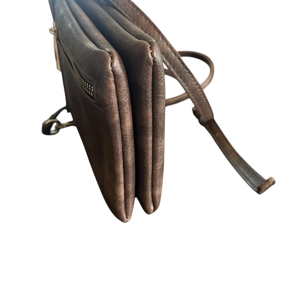 Bostanten brown faux leather adjustable crossbody bag gold hardware - Picture 13 of 14